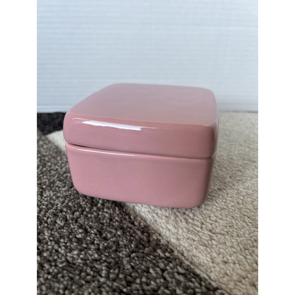 HAEGER PINK SQUARE TRINKET BOX w/ LID, USA 926 - Picture 5 of 10